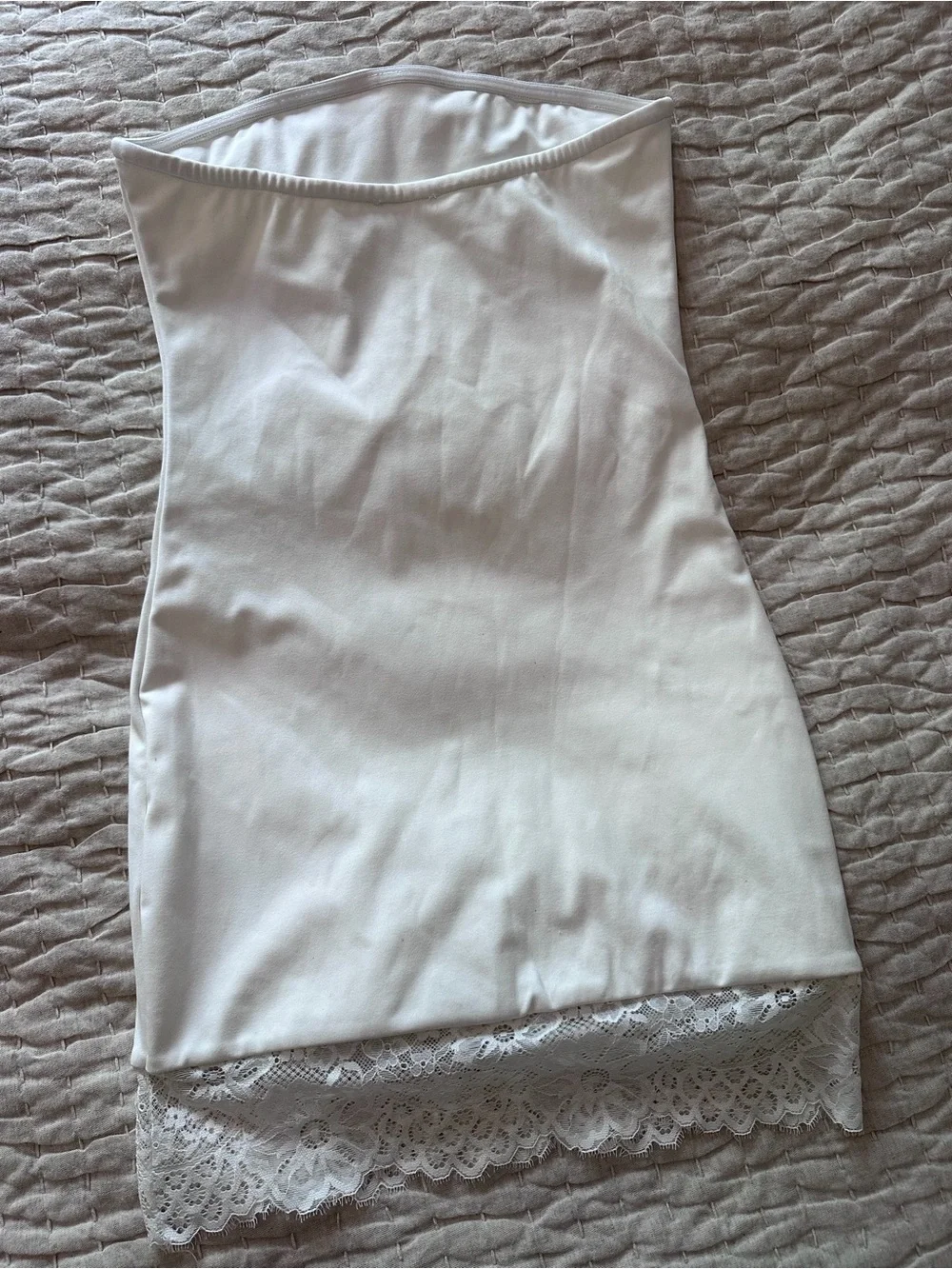 Edikted White Lace Trim Strapless Dress
